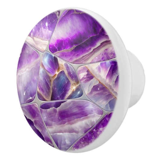 Mozaïekkunst - Amethist en parel Keramische Knop (Rechts)