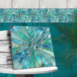 Mozaïekkunst - Aquamarijn Tegeltje<br><div class="desc">Mozaïekkunst - Aquamarijn</div>