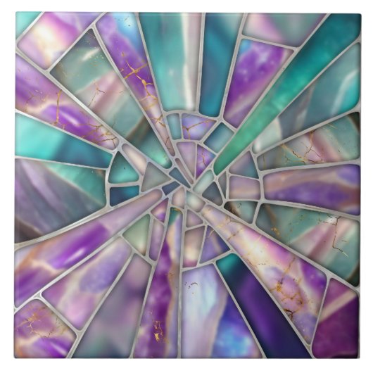 Mozaïekkunst - Dromerig Fluoriet Tegeltje (Voorkant)