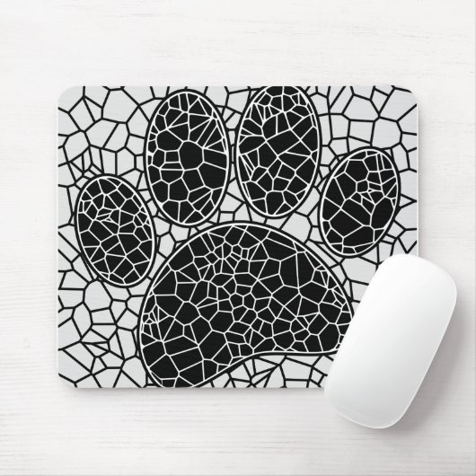 Mozaïekkunst HDeW-afdrukken in zwart-wit Muismat (Met muis)