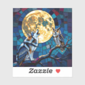 Mozaïekkunst van Wolf en Uil Sticker (Vel)