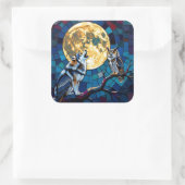 Mozaïekkunst van Wolf en Uil Vierkante Sticker (Tas)