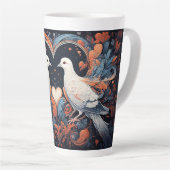 Mozaïekkunstwerk van duiven met hartontwerpen latte mok (Rechterhoek)