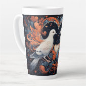 Mozaïekkunstwerk van duiven met hartontwerpen latte mok (Linkerhoek)