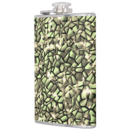 Mozaïeklagen in groengroene sepia en sparkle heupfles