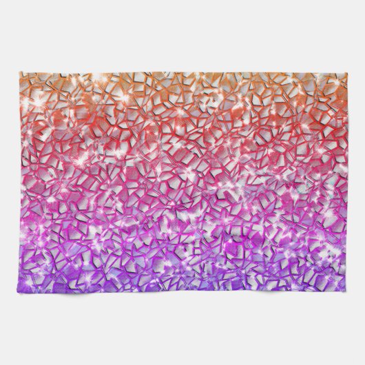 Mozaïeklagen in ruwe oranje tot lila en glinsteren theedoek (Horizontaal)