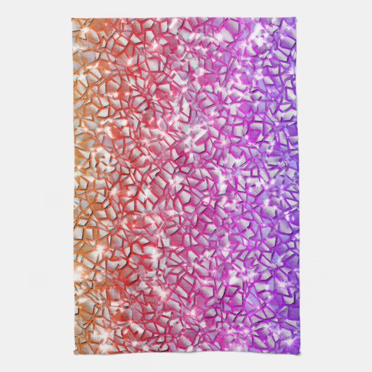 Mozaïeklagen in ruwe oranje tot lila en glinsteren theedoek (Verticaal)