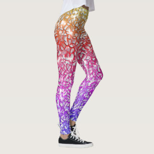 Mozaïeklagen, onbewerkt, oranje tot lila en mousse leggings
