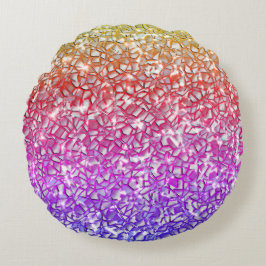 Mozaïeklagen, onbewerkt, oranje tot lila en mousse rond kussen