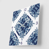 Mozaïekmoderne wandklok op Navy Blue & White (Hoek)