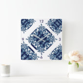 Mozaïekmoderne wandklok op Navy Blue & White (Huis)