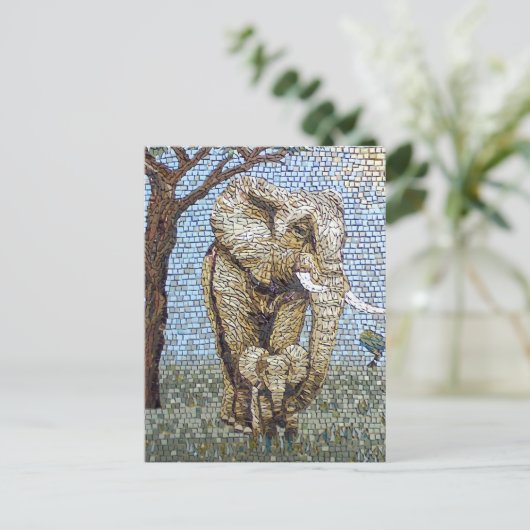 Mozaïekolifant Briefkaart (Staand voorkant)