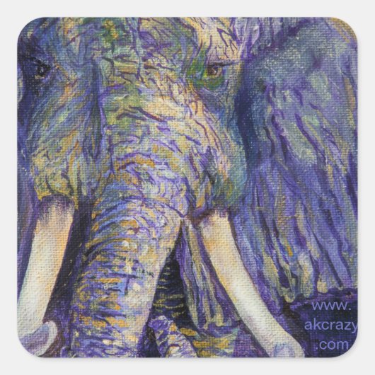 Mozaïekolifant Vierkante Sticker (Voorkant)