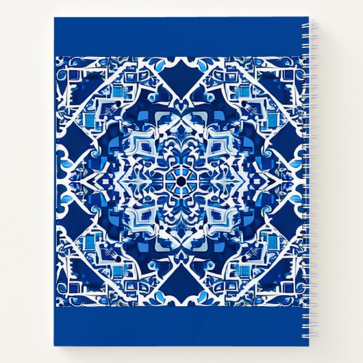 Mozaïekpatroon in Indigo en Cobalt Blue Journal Notitieboek (Achterkant)