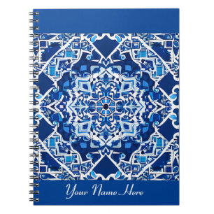 Mozaïekpatroon in Indigo en Kobaltblauw Notitieboek