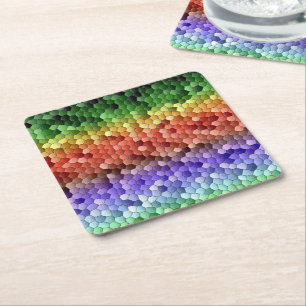 Mozaïekpatroon in regenboogkleuren kartonnen onderzetters