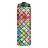 Mozaïekpatroon in regenboogkleuren thermosbeker (Voorkant)