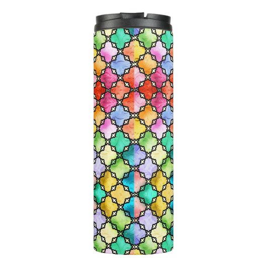 Mozaïekpatroon in regenboogkleuren thermosbeker (Achterkant)