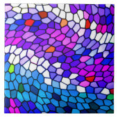 Mozaïekpatroon Paars Blauw Roze Keramische Tile Tegeltje (Voorkant)