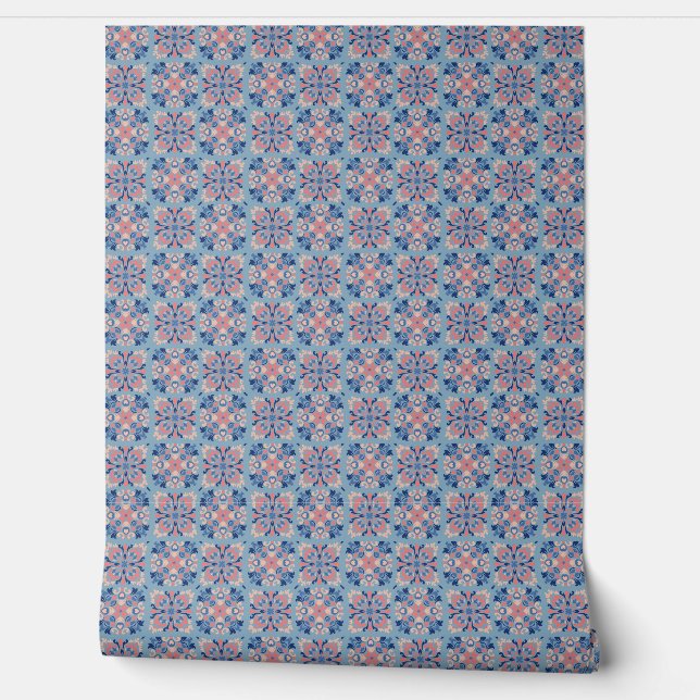 Mozaïekpatroon Stofblauw  Behang (Afrollen)