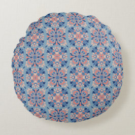 Mozaïekpatroon Stofblauw Rond Kussen
