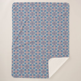 Mozaïekpatroon Stofblauw Sherpa Deken