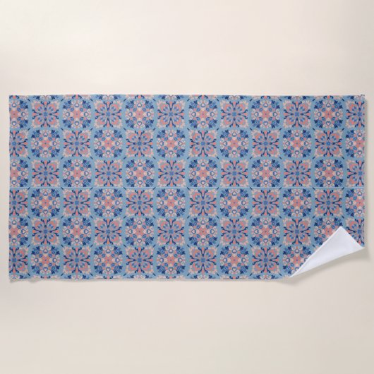 Mozaïekpatroon Stofblauw Strandlaken (Voorkant)
