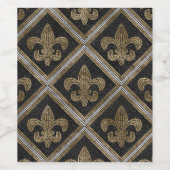 Mozaïekpatroon van de mozaïektegel, zwart en goud wijn etiket (Enkel label)