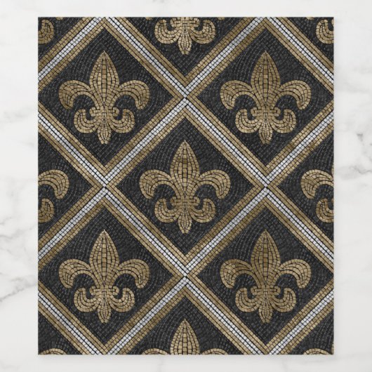 Mozaïekpatroon van de mozaïektegel, zwart en goud wijn etiket (Enkel label)