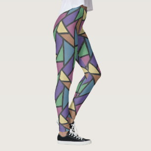 Mozaïekpatroon van gestreepte regenboogkleuren leggings