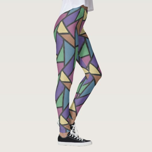 Mozaïekpatroon van gestreepte regenboogkleuren leggings (Rechts)