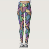 Mozaïekpatroon van gestreepte regenboogkleuren leggings (Voorkant)