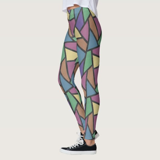 Mozaïekpatroon van gestreepte regenboogkleuren leggings (Links)