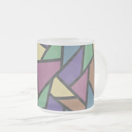 Mozaïekpatroon van gestreepte regenboogkleuren matglas koffiemok (Voorkant rechts)