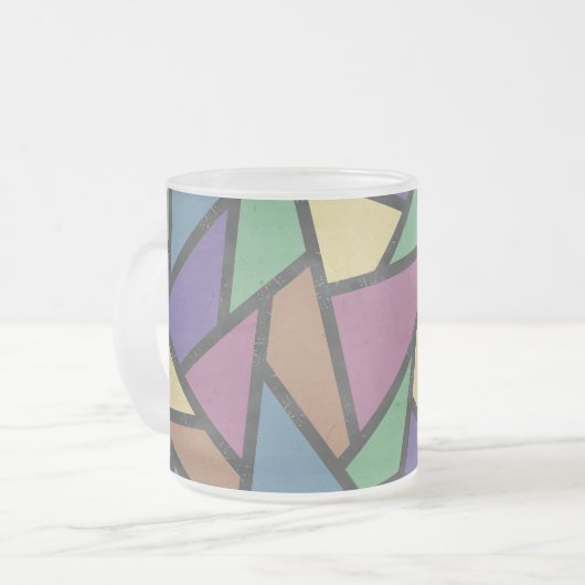 Mozaïekpatroon van gestreepte regenboogkleuren matglas koffiemok (Voorkant links)