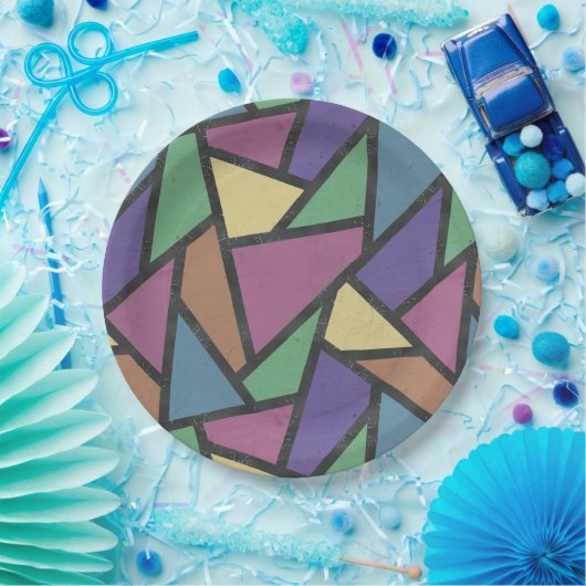 Mozaïekpatroon van gestreepte regenboogkleuren papieren bordje (Feest)