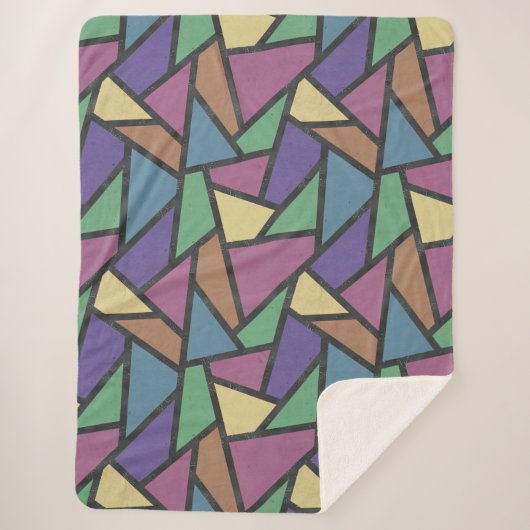 Mozaïekpatroon van gestreepte regenboogkleuren sherpa deken (Voorkant)