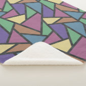 Mozaïekpatroon van gestreepte regenboogkleuren sherpa deken (3/4)