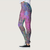 Mozaïekpatroon van roze Paars blauw groen goud Leggings (Links)