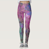 Mozaïekpatroon van roze Paars blauw groen goud Leggings (Voorkant)