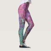 Mozaïekpatroon van roze Paars blauw groen goud Leggings (Rechts)