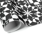 Mozaïekpatroon van zwarte en witte bloem cadeaupapier (Rol Hoek)