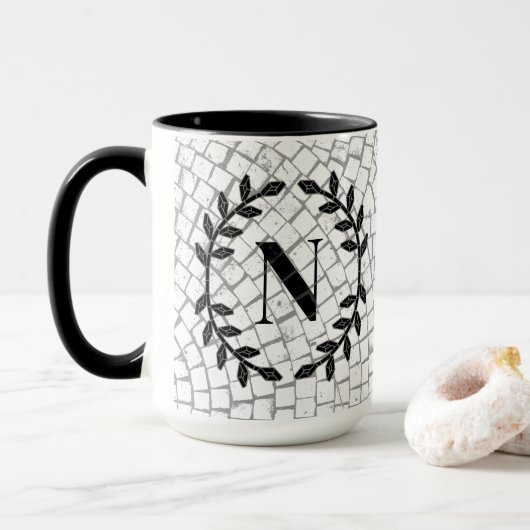 Mozaïekprint Monogram Mok (Met donut)