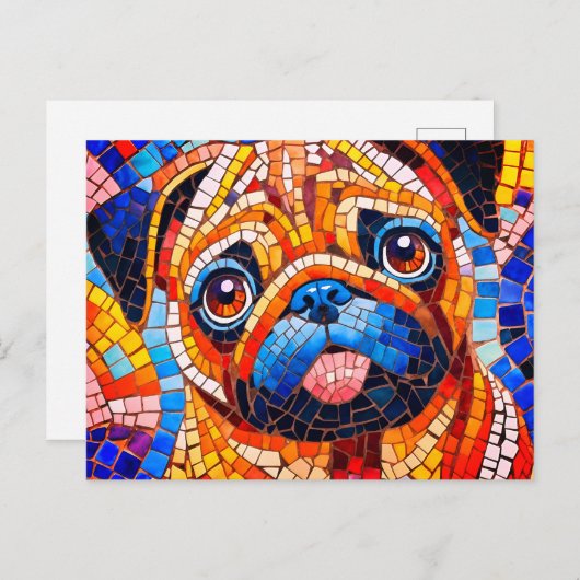 Mozaïekpug Briefkaart (Voorkant / Achterkant)