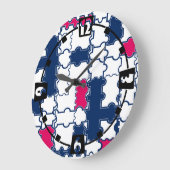 Mozaïekpuzzels blauwe roze witte vlekken abstra grote klok (Hoek)