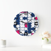 Mozaïekpuzzels blauwe roze witte vlekken abstra grote klok (Huis)