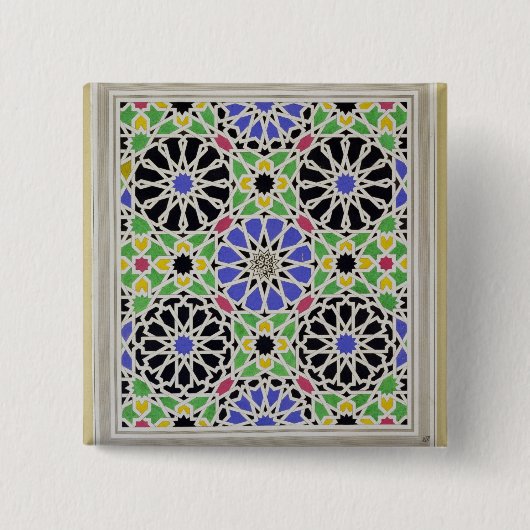 Mozaïekschilderij in de kleedkamer van de sultan vierkante button 5,1 cm (Voorkant)