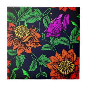 Mozaïekschilderij van bloemen, keramische tegel tegeltje