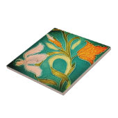 Mozaïekschilderij van bloemen, keramische tegel tegeltje (Zijkant)