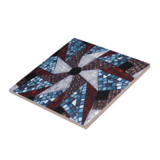 MozaïekStar-ontwerp Abstract rood blauw Tegeltje (Zijkant)